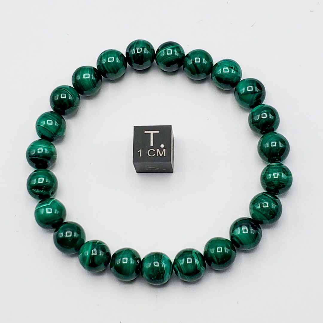 Bracciale in malachite - Bracciale con sfere di pietre preziose da 6 mm