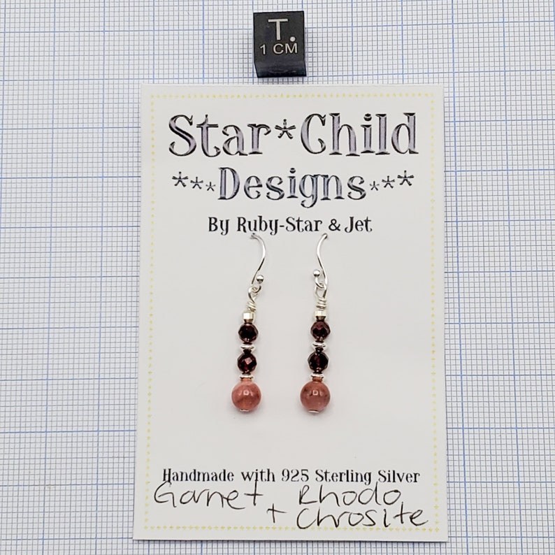 Garnet and Rhodochrosite Beaded Earrings