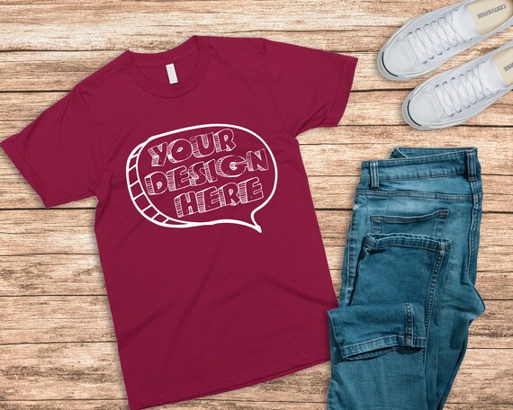Mockup Cranberry T-Shirt Bella Canvas 3001 Canvas Unisex