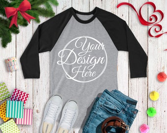 Download Free Raglan 3 4 Mock Up Heather Grey Black Unisex Tshirt Mockup Shirt Mockup Winter Mockup Christmas Mockup Fall Mockup Mockup Psd Mockups Download PSD Mockup Template