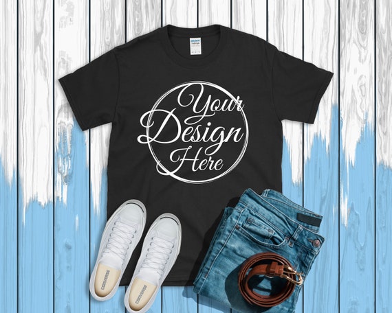 Download Free Black T-Shirt Gildan Mockup 64000 Canvas Unisex Shirt ...