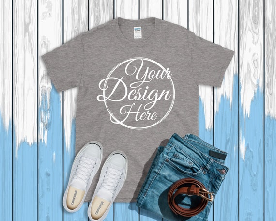 Download Free Sport Grey T-Shirt Gildan Mockup 64000 Canvas Unisex ...