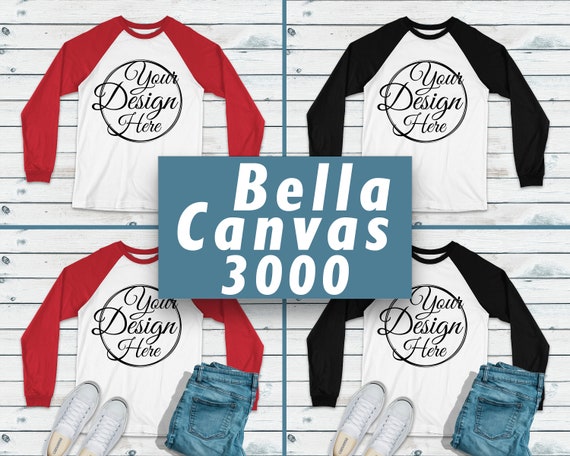 Bundle 4 Mockups Bella Canvas 3000 Red Black White Bundle 4 Mockups Bella Canvas 3000 Red Black White