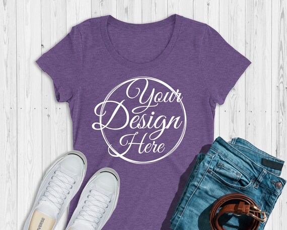 Download Free Bella Canvas Ladies 8413 Purple Triblend Shirt Mockup ...