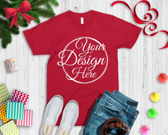 Download Free Bella Canvas 3001 Red Unisex T Shirt Mockup Psd