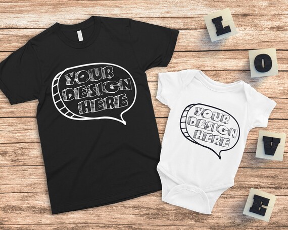Download Matching Mom Or Dad Baby Blank Black T-Shirt And - 447680 ...