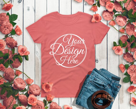 Gildan 500 T-Shirt Mockup Coral Silk Mockup Shirt