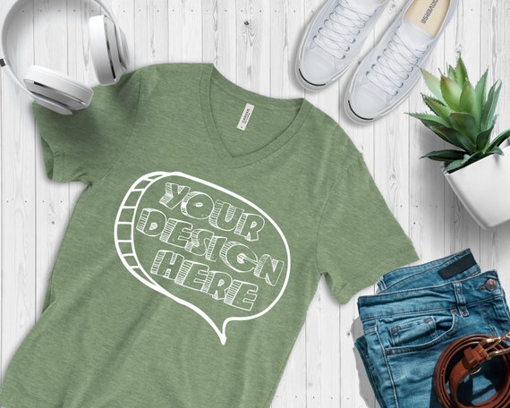 Heather Green Vneck T-Shirt Bella Canvas Mockup 3005 Vneck Heather Green Vneck T-Shirt Bella Canvas Mockup 3005 Vneck