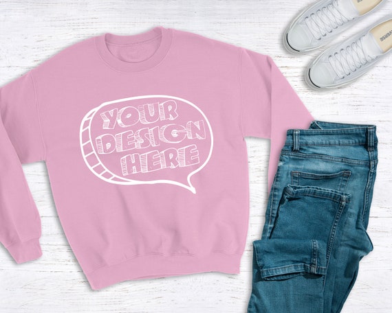 Download Free Gildan 180 Pink Unisex Heavy Blend Fleece Crew Mockup (PSD) - Best free fashion and apparel ...