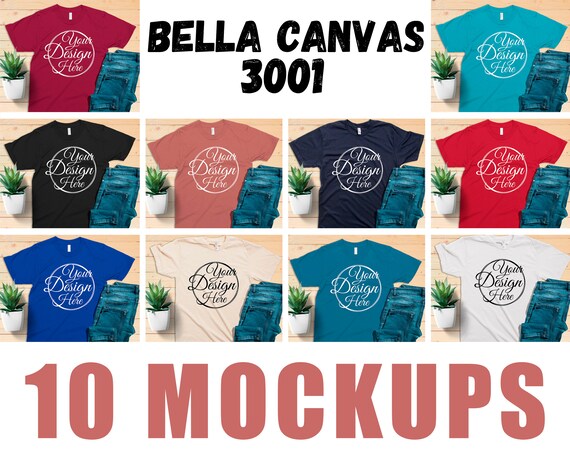 Download Free Mega Bundle 10 Mockups Bella Canvas 3001 T-Shirt ...