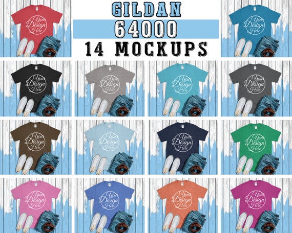 Download Free Mega Bundle 14 Mockups Gildan 64000 T Shirt Multi Colors Psd Amazing Psd Mockup Design For Bottle Free Psd Mockup Free Download