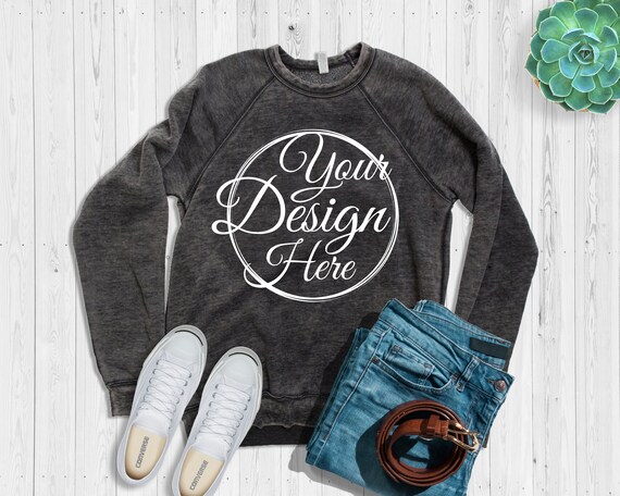 Bella Canvas 3901 Sweatshirt Mockup Grey Acid Fleece Template Etsy