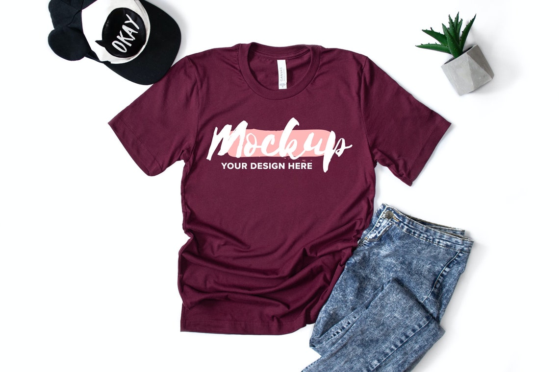 Download MAROON Bella Canvas 3001 3001 Mockup T-shirt mockup BC | Etsy