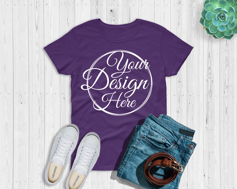 Download Gildan 500 T Shirt Mockup Purple Mockup Shirt Gildan Mock | Etsy