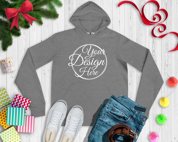 Christmas Mockup Bella Canvas 3719 Deep Heather Unisex Poly Etsy