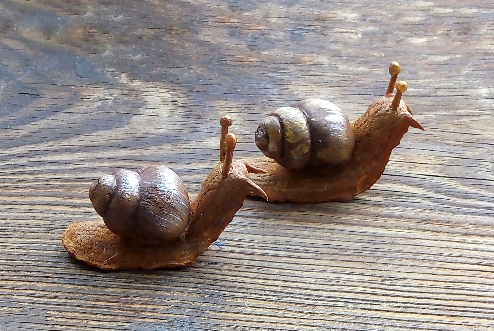 Fake snail figure/ Snail decor/ Snail lover gift/ Set of 2 Etsy