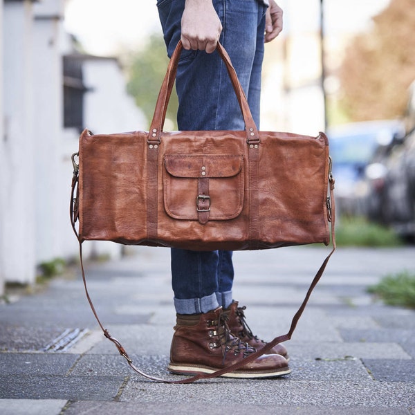 Leather Duffel Bag - Etsy