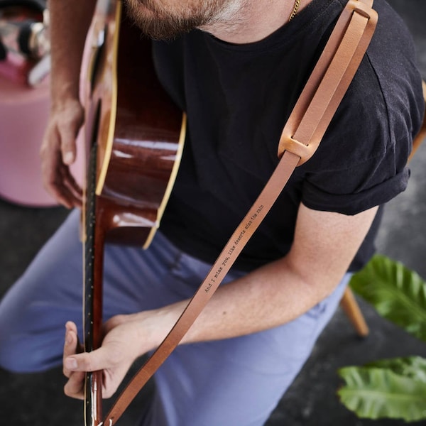 Leather Guitar Strap with Engraved Message