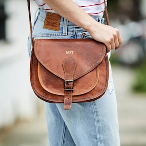 Vintage Leather Saddle Bag with Personalisation