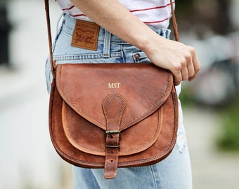 Vintage Leather Saddle Bag with Personalisation