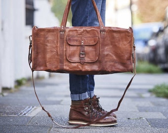 Personalised Leather Duffel Bag in Different Sizes