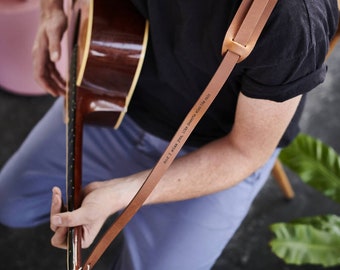 Leather Guitar Strap with Engraved Message