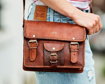 Personalised Womens Leather Satchel