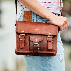 Personalised Womens Leather Satchel