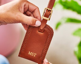 Handmade Leather Luggage Tag with Personalisation