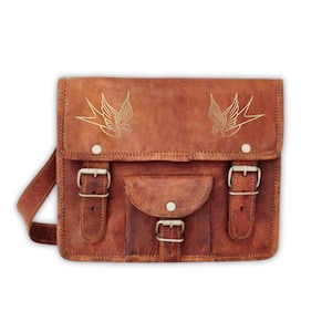 Cartera de cuero personalizada para mujer con golondrinas doradas vintage: hermoso regalo de Navidad para mamá, hermana y adolescente: estilo vintage hecho a mano