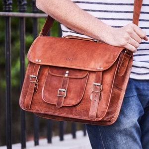 Personalised Classic Leather Satchel (14")