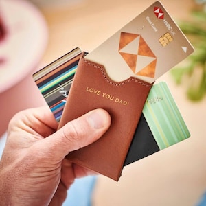 Porta carte in pelle personalizzato - regalo di Natale perfetto per papà, fratello - contiene 8 carte - pelle bellissima fatta a mano - scatola regalo con nastro