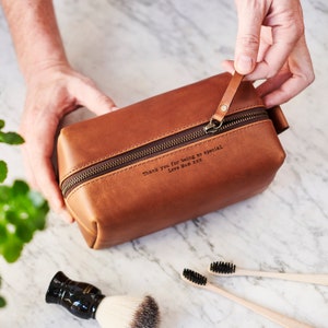 Personalised Leather Travel Wash Bag