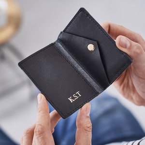 Personalised Leather Credit Card Holder Wallet Black