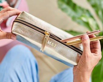 Leather Pencil Case with Personalisation - Perfect Gift for Teachers, Teens, Writers, Sketchers or Journal Writers