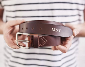 Valentine's Day Gift - Personalised Leather Belt with Buckle - Lifetime Leather Goods, Perfect for Husband or Boyfriend, Handmade. Gift Box
