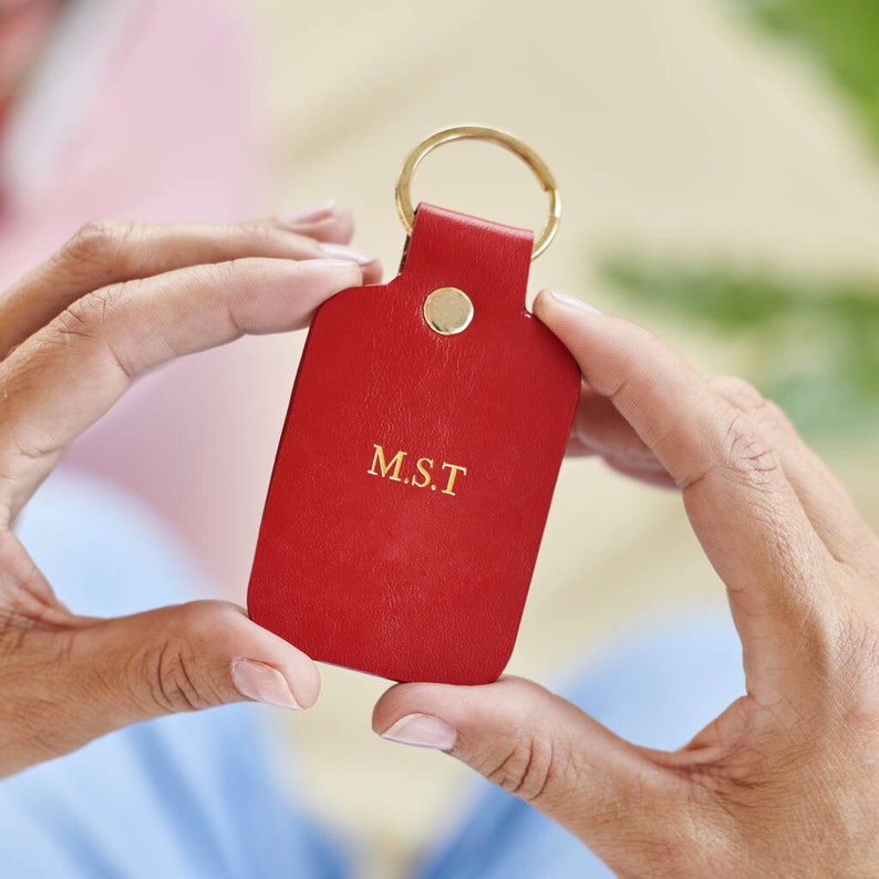 Handmade Leather Keyring with Personalisation - Perfect Christmas Gift for Dad, Grandad. Handmade, Luxury Leather, Gift Box image 3