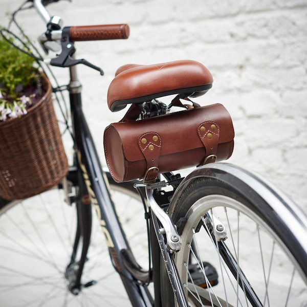 Personalisierte Fahrradsatteltasche aus Leder