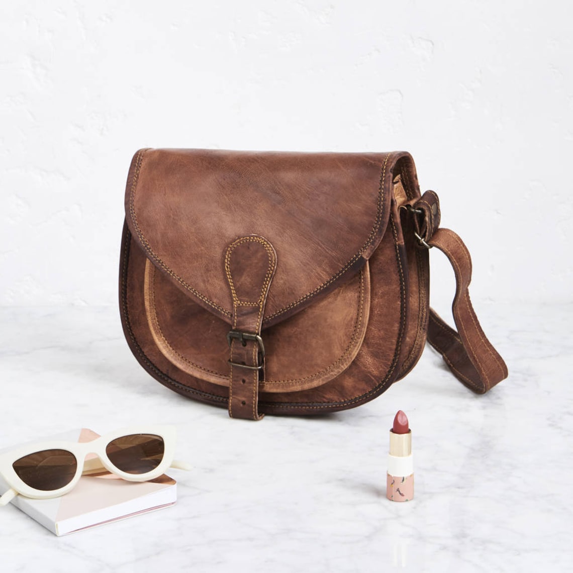 Vintage Leather Saddle Bag With Personalisation Etsy