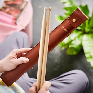Leather Drum Stick Holder with Personalisation - Perfect Christmas Gift for any Drummer, Musician, Teen. Handmade Unique Gift