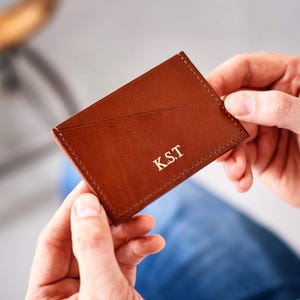 Personalised Leather Card Holder - Christmas Stocking Filler - Perfect for Husbands, Dads, Sons, Brothers - Handmade in a Ribboned Gift Box