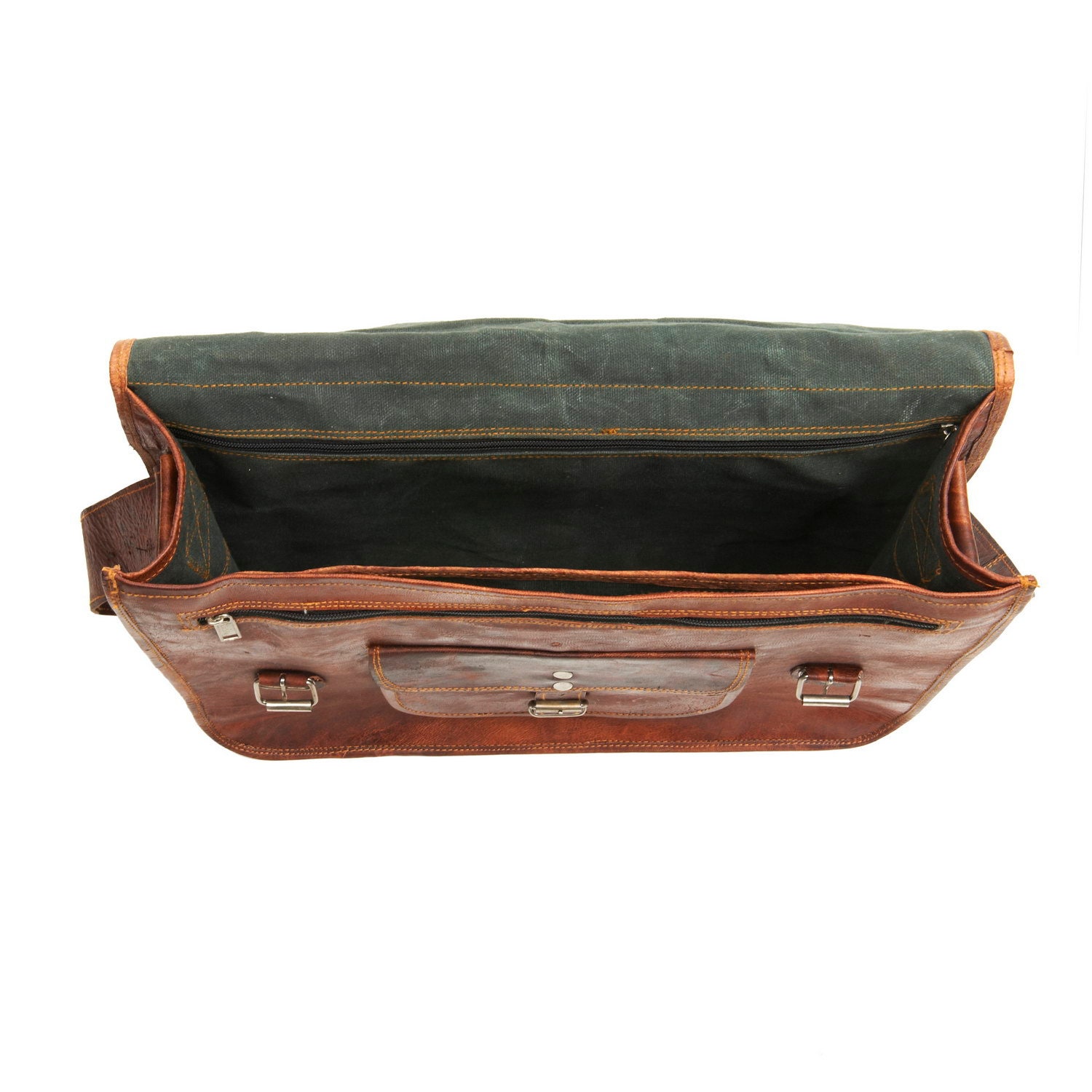 Black Classic Leather Satchel (14 Inch) With Personalisation
