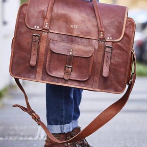 Sac de voyage en cuir personnalisé pour week-end - cadeau de Noël parfait pour papa, fils, mari - qualité fait main