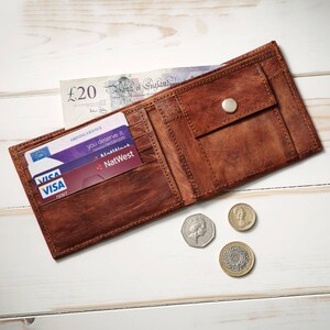 Cartera de cuero personalizada para hombre: regalo de Navidad para adolescentes: cuero natural, regalo hecho a mano para hijo, adolescente, papá imagen 5