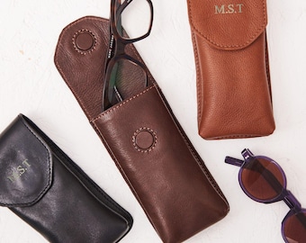 Personalised Leather Glasses Case – Handmade Gift for Him or Her – Custom Glasses or Sunglasses Case in Gift Box – Special Gift Idea