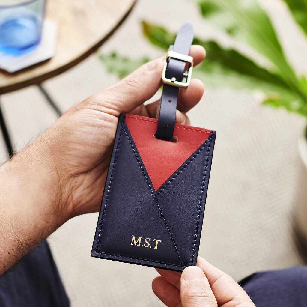 Luxury Leather Luggage Tag with Personalisation - Perfect Christmas Gift for Travel Lover, Adventure Lover. Ribboned Gift Box