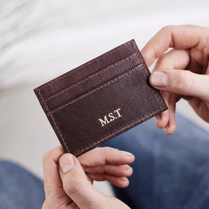Personalised Leather Credit Card Holder Dark Brown