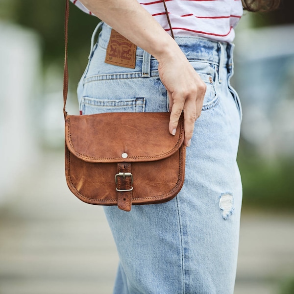 Personalised Vintage Style Mini Leather Shoulder Bag