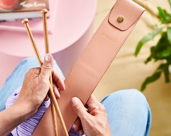 Leather Knitting Needle Holder with Personalisation - Perfect Gift for Keen Knitter, Crafter, Grandma, Mum, Handmade, Unique