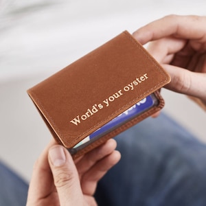 Leather Travel Card Holder Tan